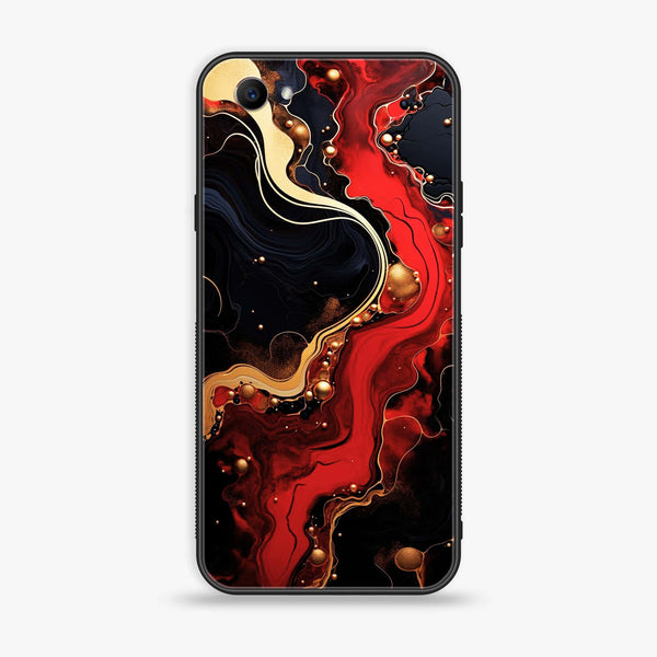 Oppo F7 Youth - Red Gold Marble - Premium Printed Glass soft Bumper shock Proof Case