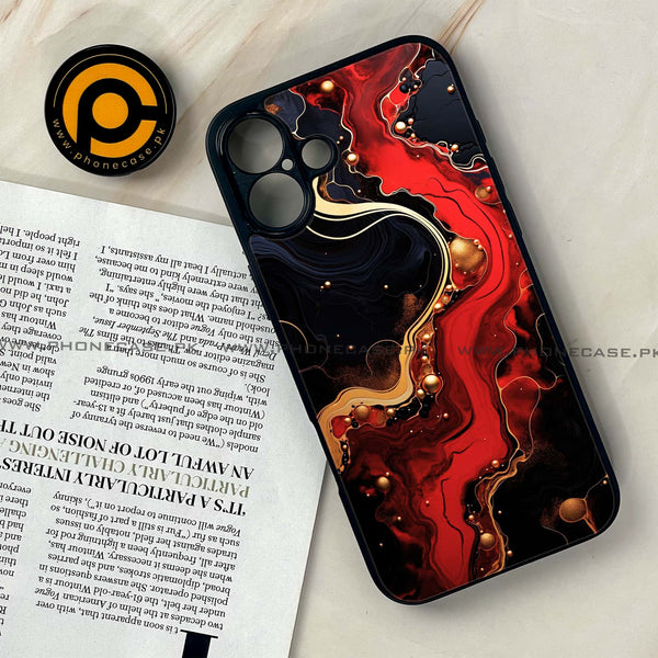 iPhone 16 Plus - Red Gold Marble - Premium Printed Glass soft Bumper shock Proof Case