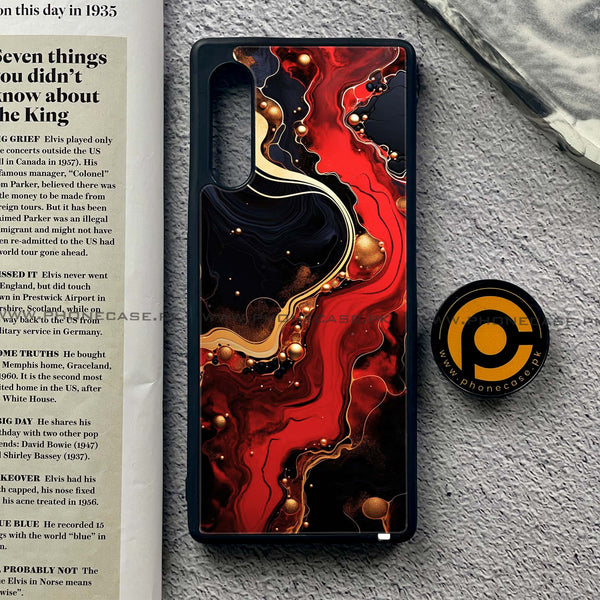 LG G9 - Red Gold Marble - Premium Metal Printed soft Bumper shock Proof Case