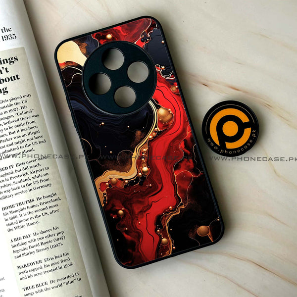 Oppo F27 Pro - Red Gold Marble - Premium Metal Printed soft Bumper Shock Proof Case