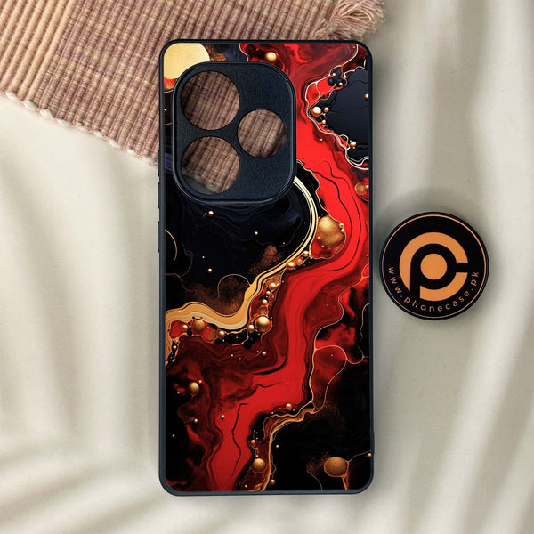 Realme GT 6 - Red Gold Marble - Premium Metal Printed soft Bumper shock Proof Case