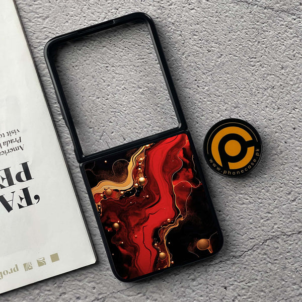 Xiaomi Mix Flip - Red Gold Marble - Premium Metal  Printed soft Bumper shock Proof Case
