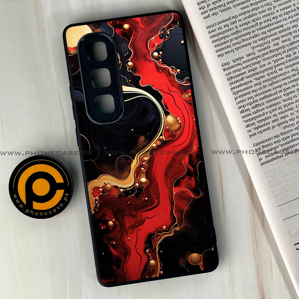 Infinix Hot 60 Pro Plus - Red Gold Marble - Premium Metal Printed soft Bumper shock Proof Case