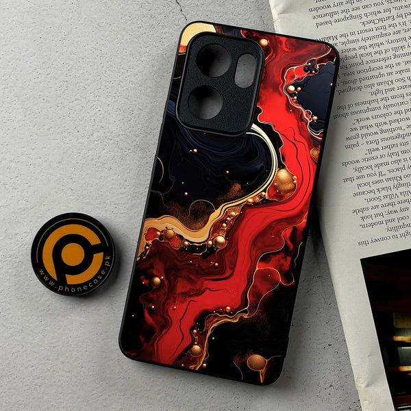 Oppo A5x - Red Gold Marble - Premium Metal Printed Soft Bumper Shockproof Case