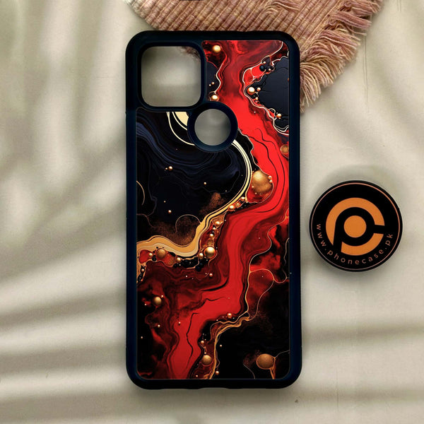 Google Pixel 4a 5G - Red Gold Marble - Premium Metal Printed Soft Bumper Shock Proof Case