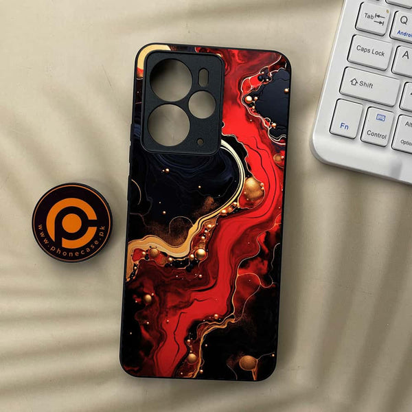 Realme 14 5G - Red Gold Marble - Premium Metal Printed soft Bumper Shock Proof Case