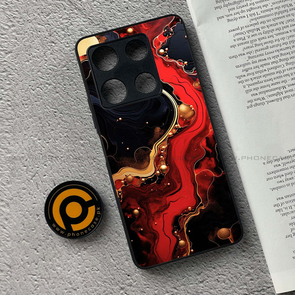 Infinix Note 30 Pro - Red Gold Marble - Premium Metal Printed soft Bumper shock Proof Case