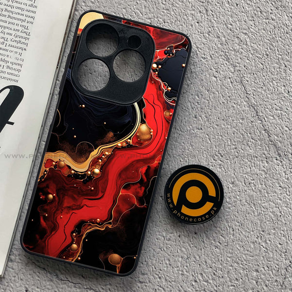 Realme C61 - Red Gold Marble - Premium Metal Printed soft Bumper shock Proof Case