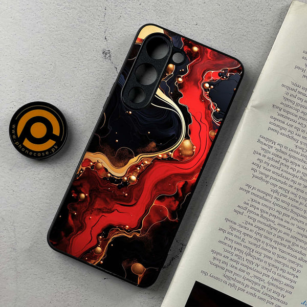 Vivo Y04 - Red Gold Marble - Premium Metal Printed soft Bumper shock Proof Case CS-37130