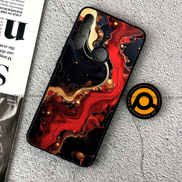 Huawei Y9 Prime (2019) - Red Gold Marble - Premium Printed Glass soft Bumper Shock Proof Case