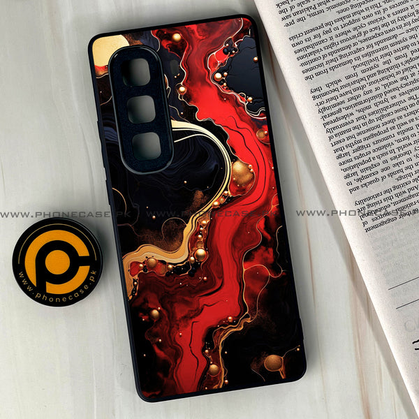 Infinix Hot 50 Pro Plus - Red Gold Marble - Premium Printed Glass soft Bumper Shock Proof Case