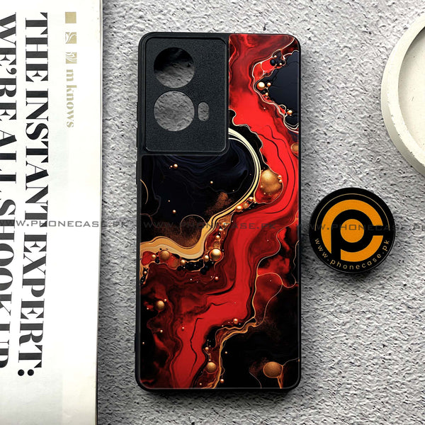 Moto G85 - Red Gold Marble - Premium Printed Glass soft Bumper shock Proof Case