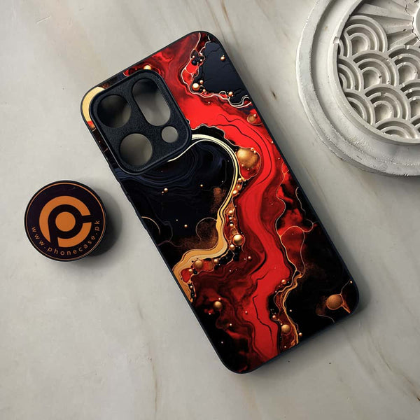 Oppo Reno 14 5G - Red Gold Marble - Premium Metal Printed soft Bumper shock Proof Case