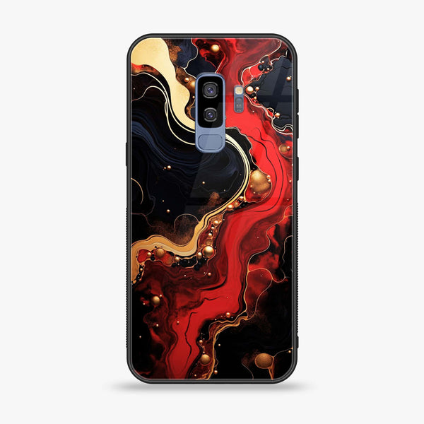 Samsung Galaxy S9 Plus - Red Gold Marble - Premium Printed Glass soft Bumper Shock Proof Case