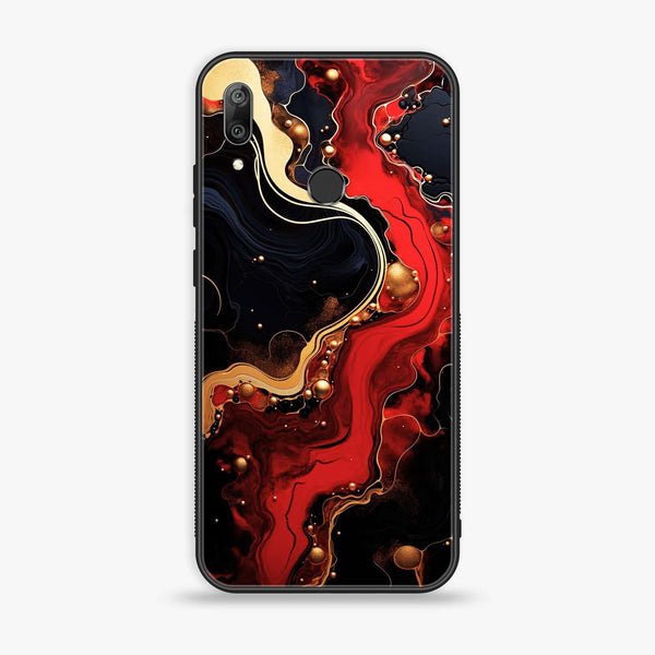 Huawei Y7 Prime (2019) - Red Gold Marble - Premium Printed Glass soft Bumper shock Proof Case