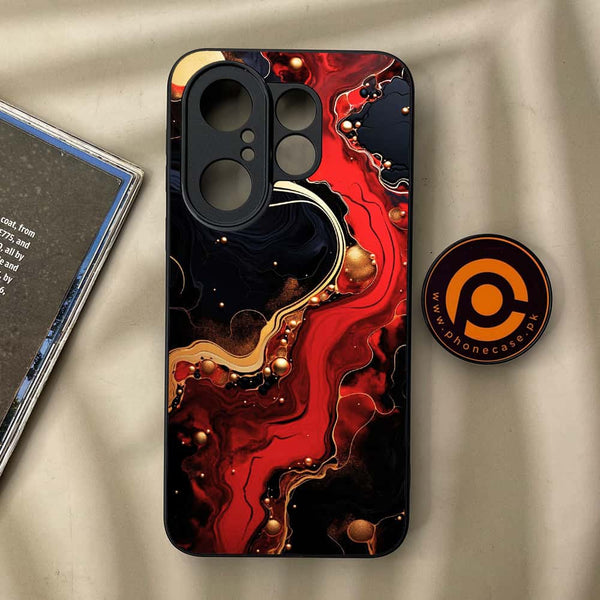 Vivo X200 FE - Red Gold Marble - Premium Metal Printed soft Bumper Shock Proof Case