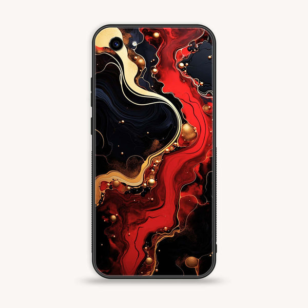 Vivo Y83 - Red Gold Marble - Premium Printed Glass Case