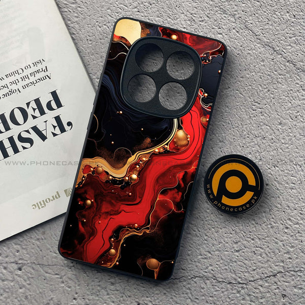 Redmi Note 14 Pro Plus 5G - Red Gold Marble - Premium Printed Glass soft Bumper Shock Proof Case