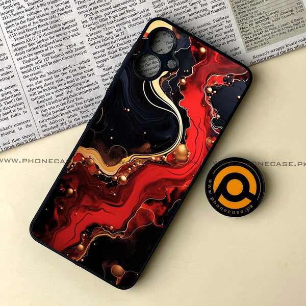 Samsung Galaxy A06 - Red Gold Marble - Premium Metal Printed soft Bumper shock Proof Case