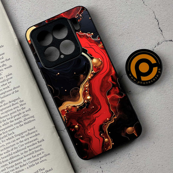 Xiaomi 15 - Red Gold Marble - Premium Metal Printed soft Bumper shock Proof Case