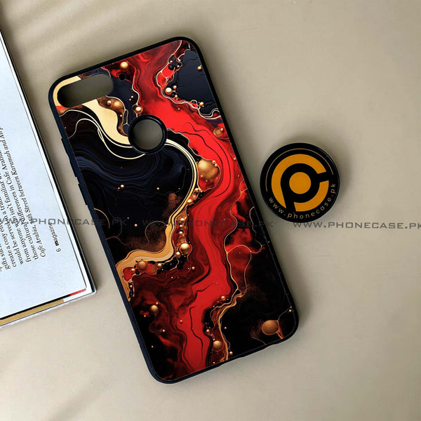 HUAWEI Y7 PRIME (2018) - Red Gold Marble - Premium Printed Glass soft Bumper Shock Proof Case