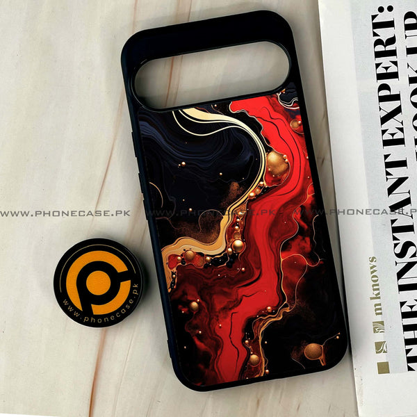 Google Pixel 9 Pro XL - Red Gold Marble - Premium Printed Glass soft Bumper shock Proof Case