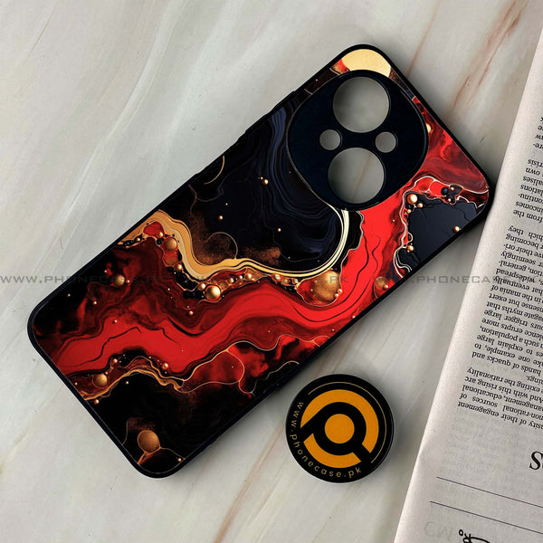 Tecno Spark Go 1 - Red Gold Marble - Premium Printed Glass soft Bumper shock Proof Case CS-47154