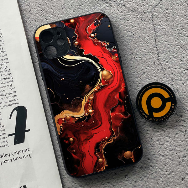 iPhone 11 - Red Gold Marble - Premium Metal  Printed soft Bumper shock Proof Case