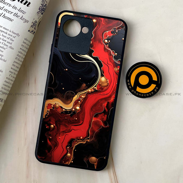Realme C30 -  Red Gold Marble - Premium Printed Glass soft Bumper Shock Proof Case