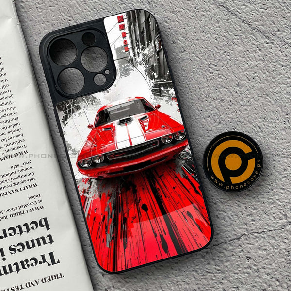 iPhone 15 Pro Max - Red Muscle Car Thrill - Premium Metal Printed soft Bumper shock Proof Case