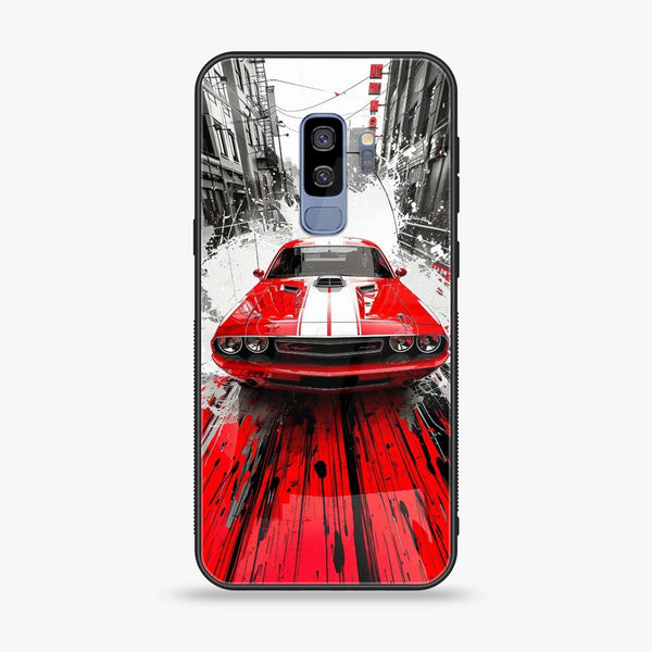 Samsung Galaxy S9 Plus - Red Muscle Car Thrill - Premium Printed Glass soft Bumper Shock Proof Case