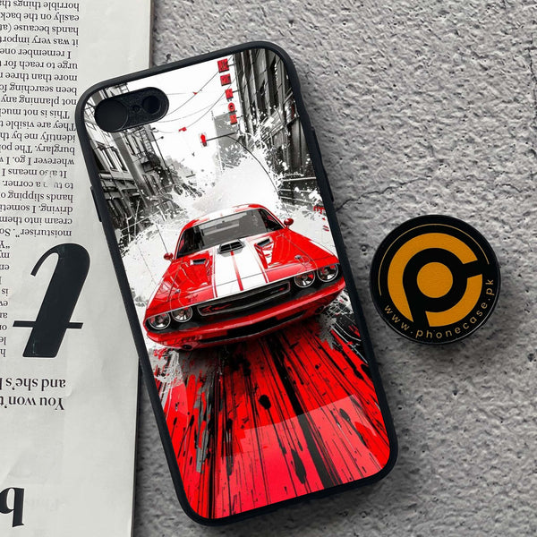 iPhone 7/8 - Red Muscle Car Thrill - Premium Metal  Printed soft Bumper shock Proof Case