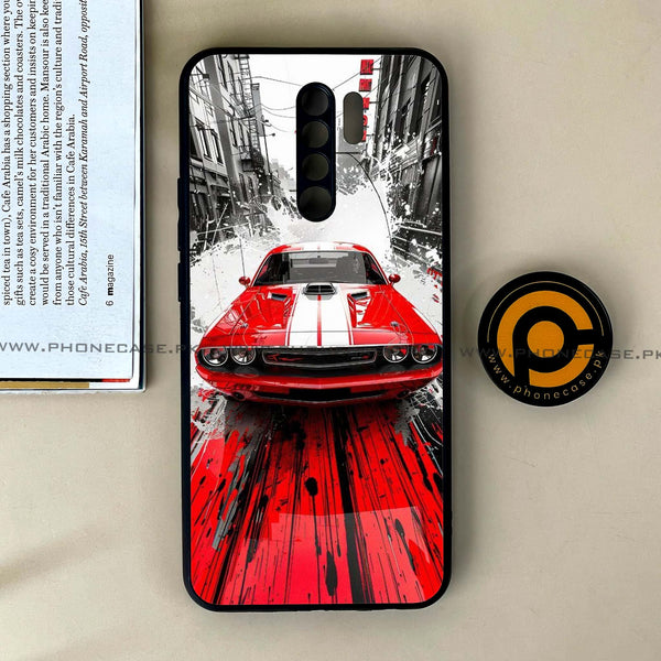 Xiaomi Redmi 9 - Red Muscle Car Thrill - Premium Printed Glass soft Bumper Shock Proof Case