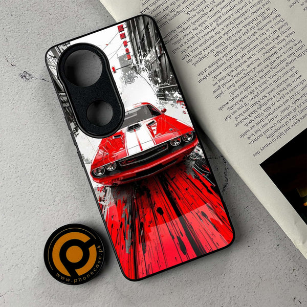 Vivo V50 - Red Muscle Car Thrill - Premium Metal Printed Soft Bumper Shockproof Case