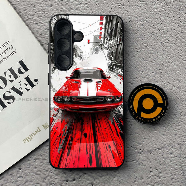 Samsung Galaxy S25 FE - Red Muscle Car Thrill - Premium Metal Printed soft Bumper shock Proof Case