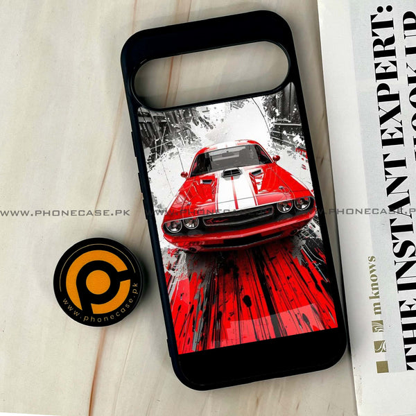 Google Pixel 9 Pro XL - Red Muscle Car Thrill - Premium Metal Printed soft Bumper Shock Proof Case CS-31528