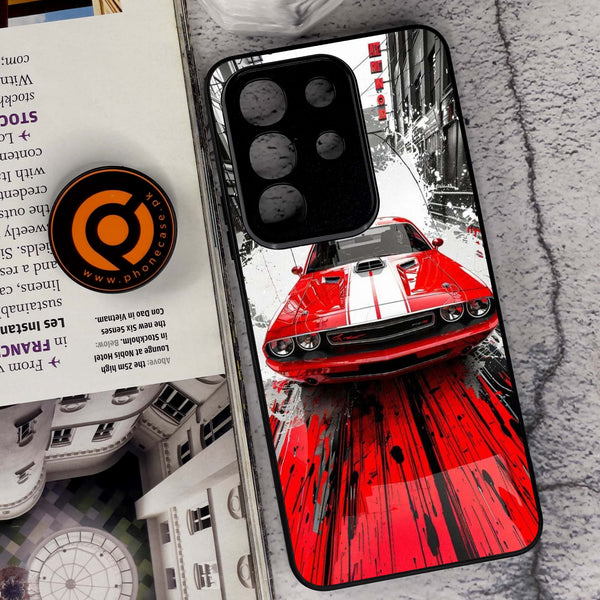 Vivo Y29 4G - Red Muscle Car Thrill - Premium Metal Printed soft Bumper Shock Proof Case CS-45330