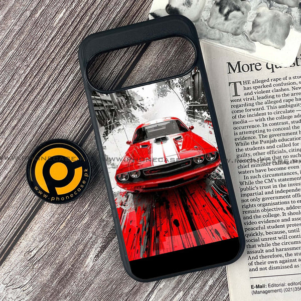 Google Pixel 9 - Red Muscle Car Thrill - Premium Printed Glass soft Bumper shock Proof Case