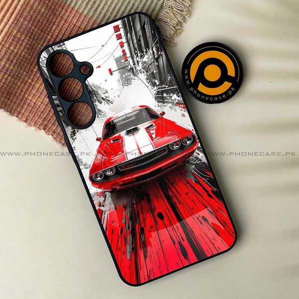 Samsung Galaxy A14 - Red Muscle Car Thrill - Premium Printed Glass soft Bumper Shock Proof Case