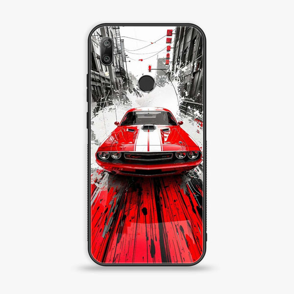 Huawei Y7 Prime (2019) - Red Muscle Car Thrill - Premium Printed Glass soft Bumper shock Proof Case