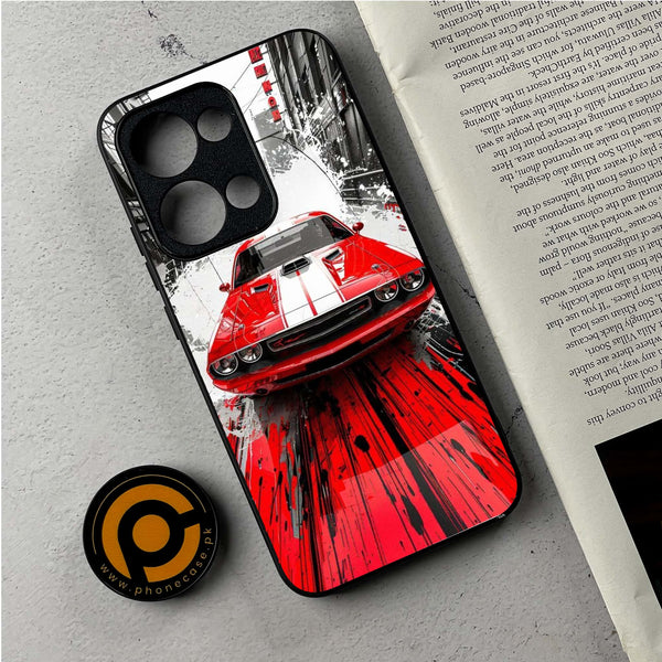 Oppo Reno 13 - Red Muscle Car Thrill - Premium Metal Printed Soft Bumper Shockproof Case CS-39942