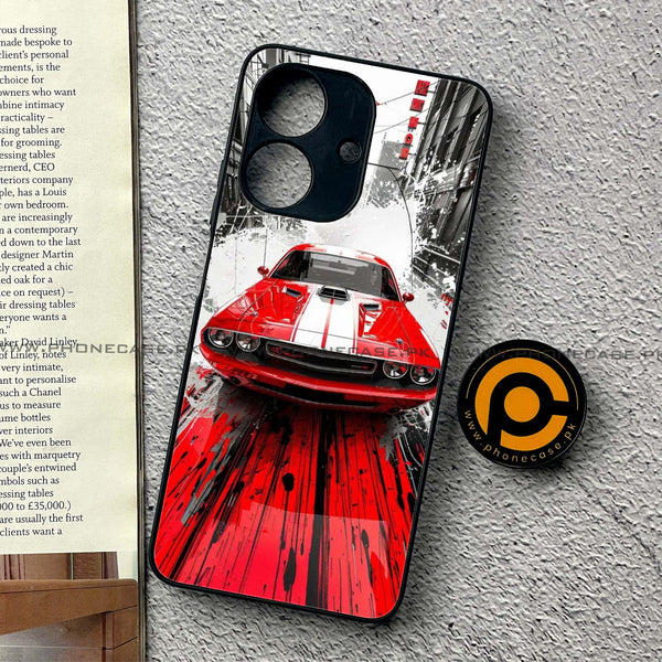 Realme Note 60 - Red Muscle Car Thrill - Premium Printed Metal Soft Case