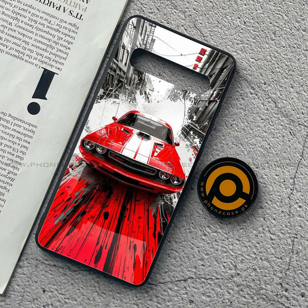 Samsung Galaxy S10 5G - Red Muscle Car Thrill - Premium Printed Glass soft Bumper Shock Proof Case