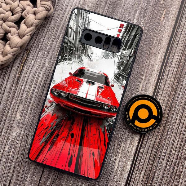 Samsung Galaxy Note 8 - Red Muscle Car Thrill - Premium Metal Printed soft Bumper shock Proof Case
