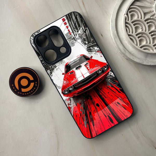 Oppo Reno 14 5G - Red Muscle Car Thrill - Premium Metal Printed soft Bumper shock Proof Case