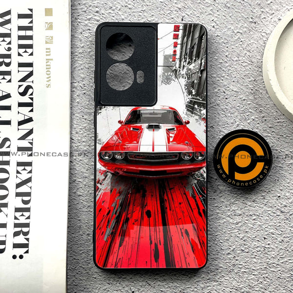 Moto G85 - Red Muscle Car Thrill - Premium Printed Glass soft Bumper shock Proof Case