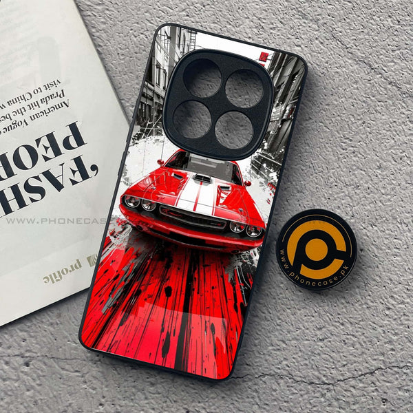 Redmi Note 14 Pro - Red Muscle Car Thrill - Premium Printed Glass soft Bumper Shock Proof Case