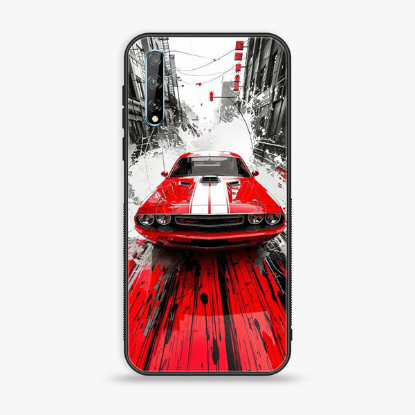 Huawei Y8p - Red Muscle Car Thrill - Premium Printed Glass soft Bumper Shock Proof Case