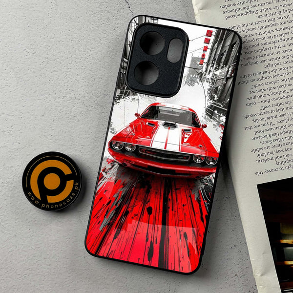Oppo A5x - Red Muscle Car Thrill - Premium Metal Printed Soft Bumper Shockproof Case