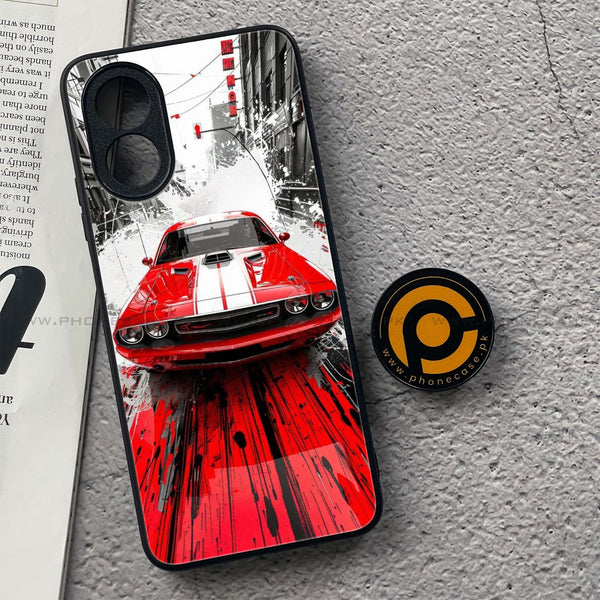 Oppo A18 4G - Red Muscle Car Thrill -  Premium Printed Metal soft Bumper shock Proof Case